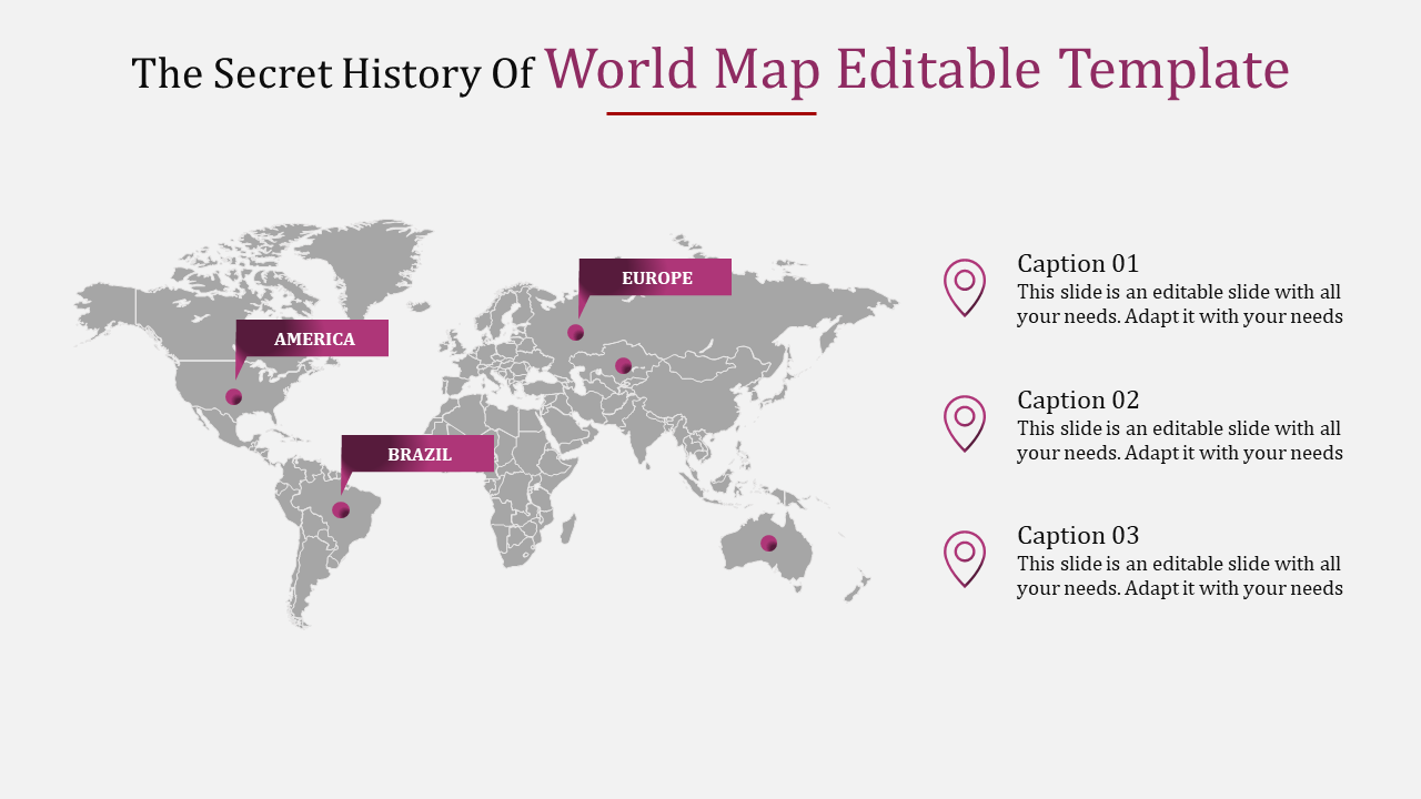 Stunning World Map Editable Template With Three Node